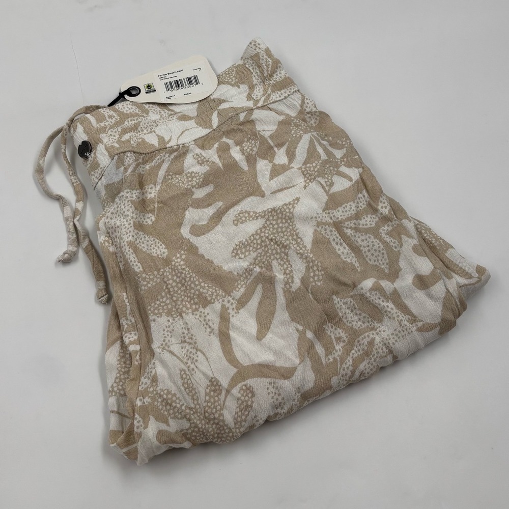 NWT Prana Women's M Fernie Beach Seaside Tan Floral Wide Leg Tencel Modal Pants